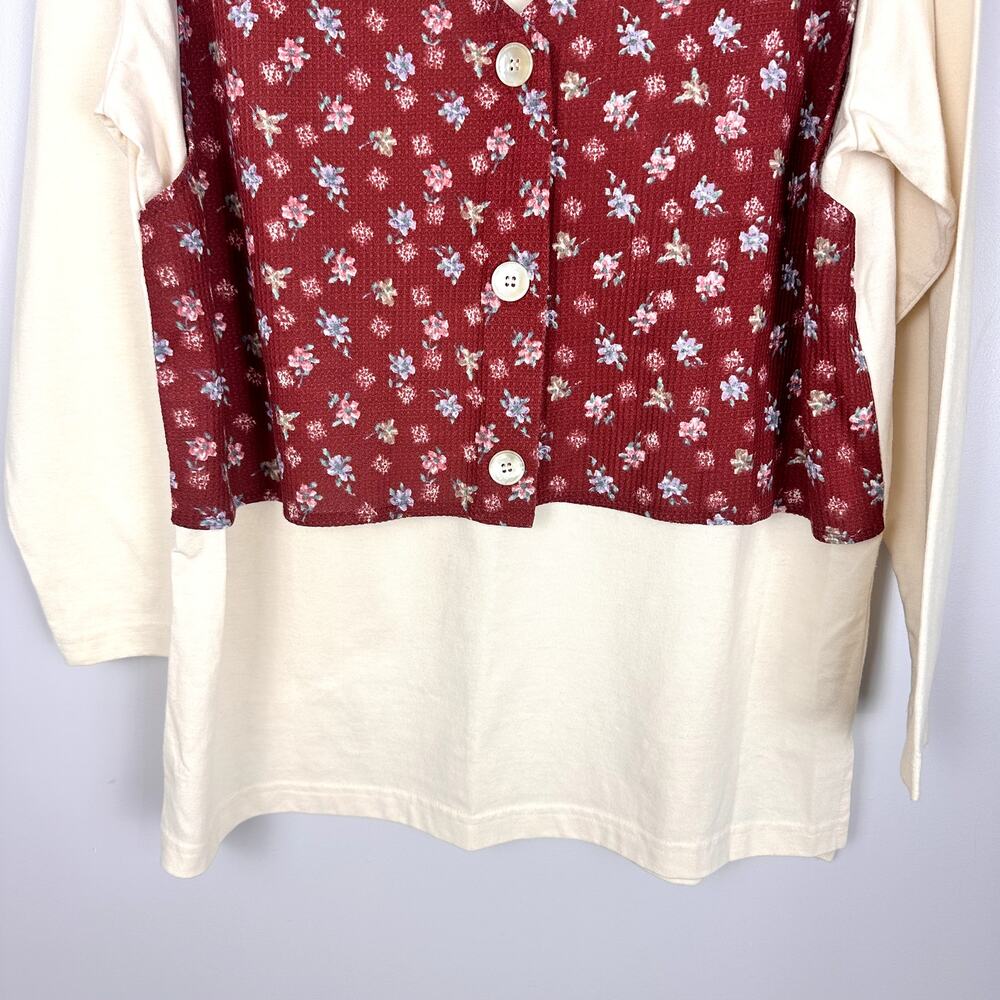 Vintage Floral Knit Vest Tunic Top Phoebe Buffay 90s Cottagecore Teacher Large - Picture 4 of 10